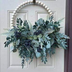 Festive Green and Blue Holiday Wreath